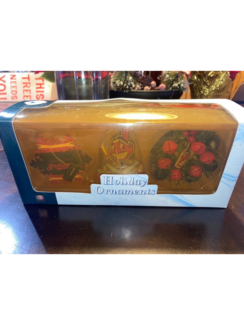 New CLEVELAND INDIANS Forever Collectibles Holiday Ornaments - 2006 - orig box